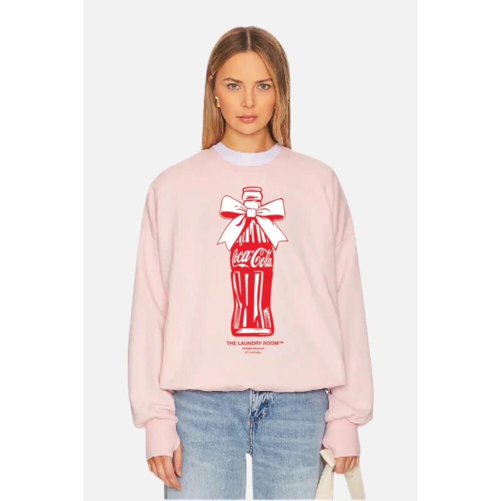 The Laundry Room Coca Cola Bow Jumper in Blush Pink Size Medium